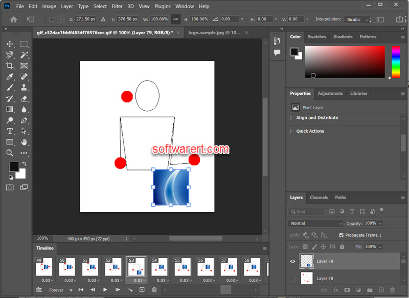 edit image, logo, water layer for gif in Photoshop for Windows