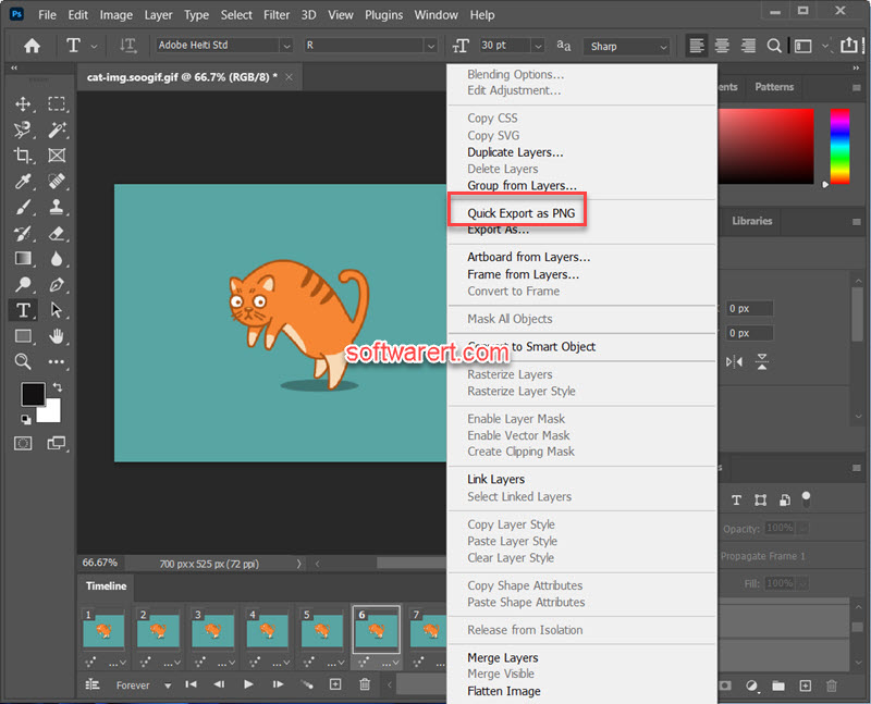 gif frames quick export as PNG images in Photoshop for windows