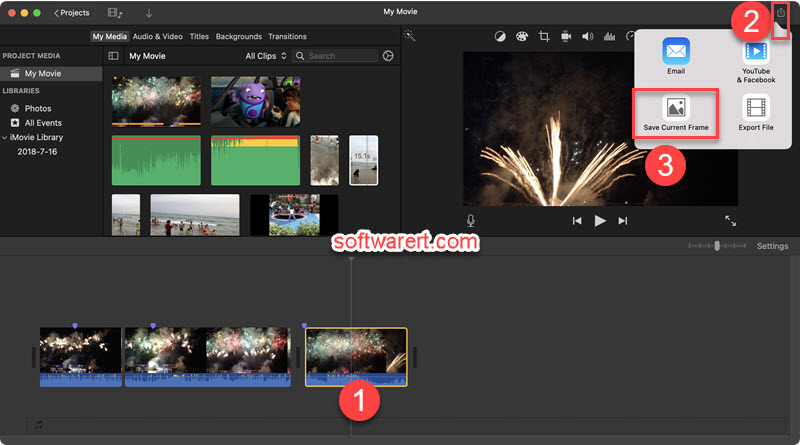 Export a frame from video in iMovie’s Timeline