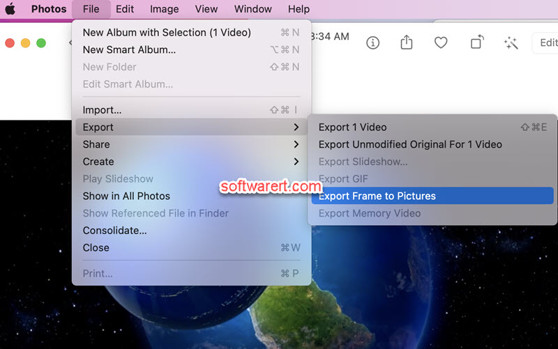 Export frames from video in Photos app on Mac