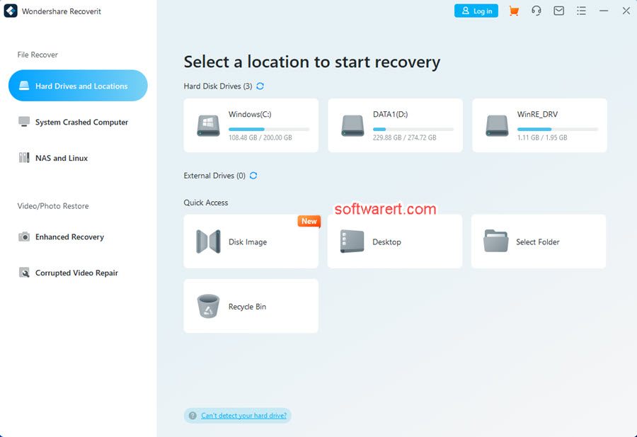 Wondershare Recoverit for windows - hard drives and locations file recovery