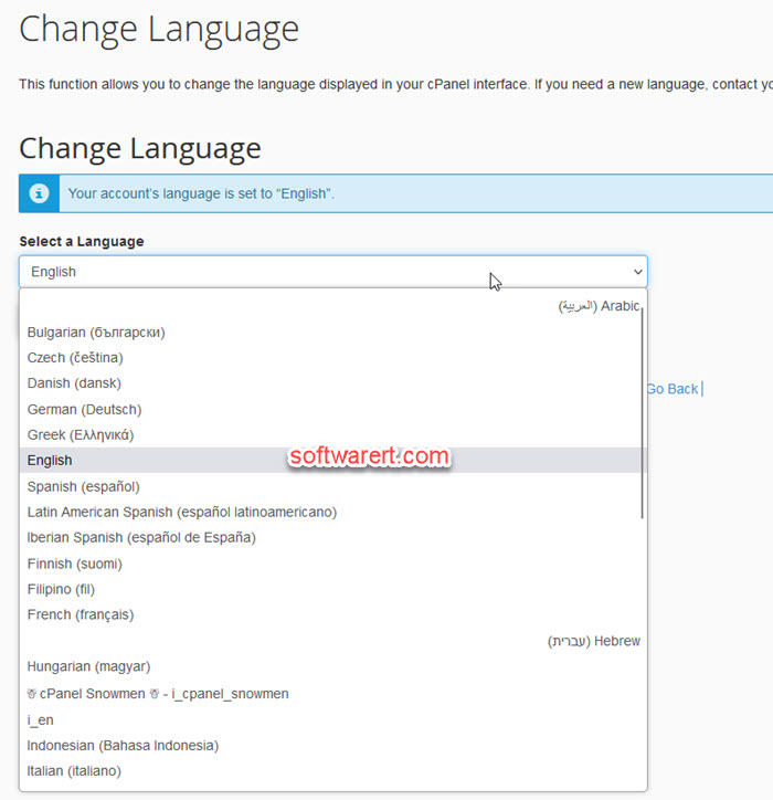 Change language in cPanel