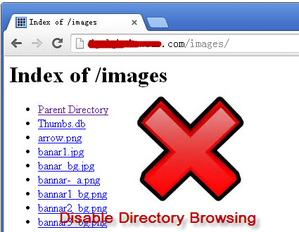 disable website directory browsing or listing
