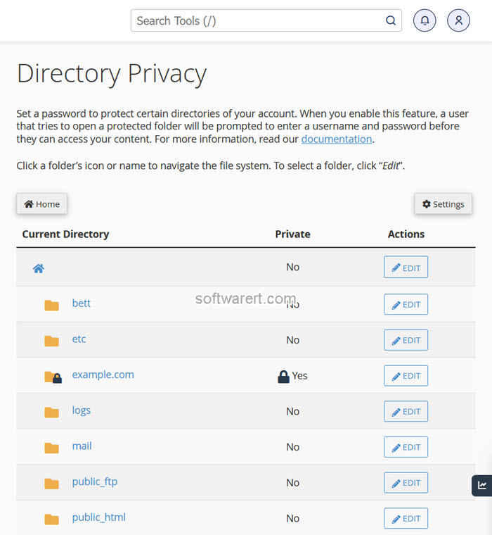 cpanel files directory privacy