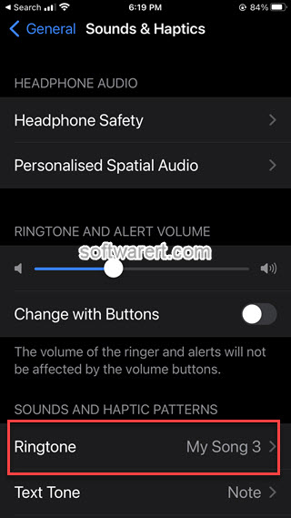 iphone settings general sounds & haptics ringtone