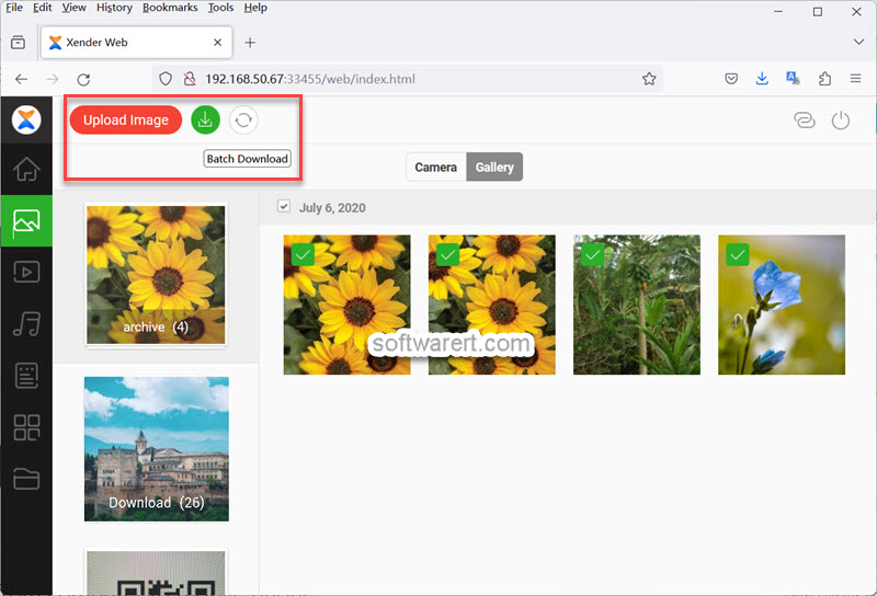 android and pc images, photos uploading, downloading using xender web