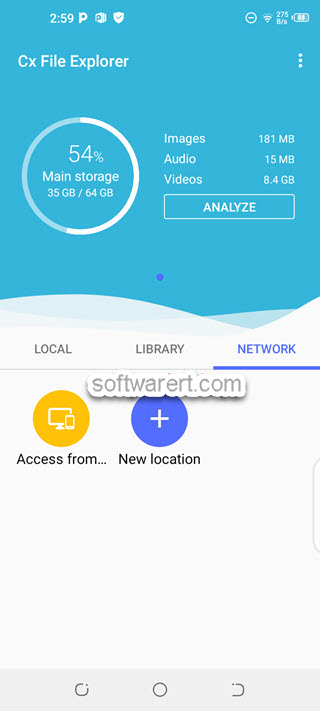 cx file explorer for android - network
