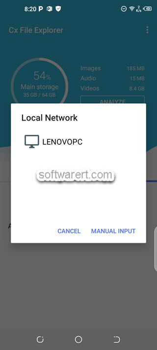 CX file explorer on android phone to access local network, windows pc