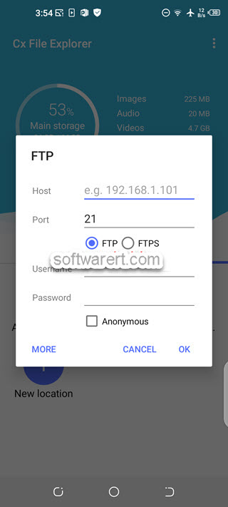 cx file explorer connect ftp server from android phone