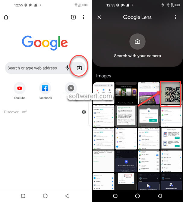 scan qr code from images, photos, screenshots using Chrome app on Android phone
