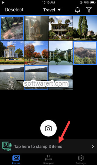 select photos to stamp using Timestamp It Photo Stamper on iphone