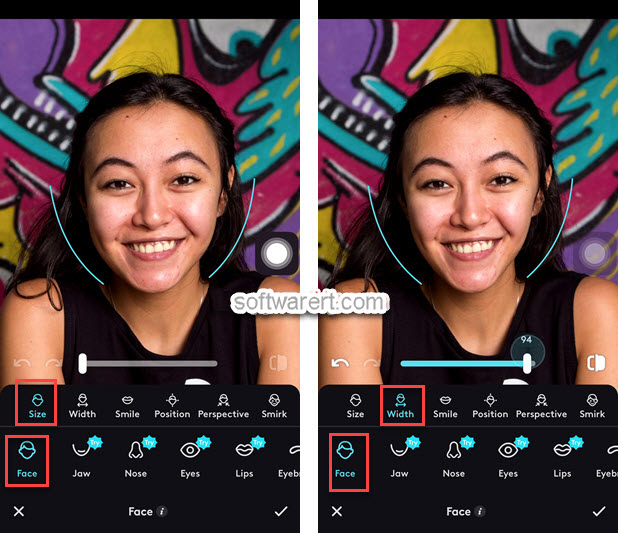Slim face in photo on iPhone – Facetune app