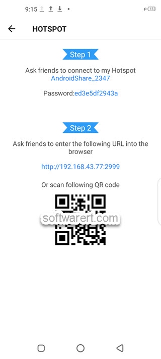 instructions to send shareit app to other android devices via mobile hotspot