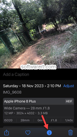 view photo date and time in Photos app on iphone