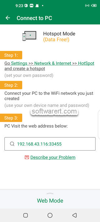 xender android phone connect to pc hotspot mode