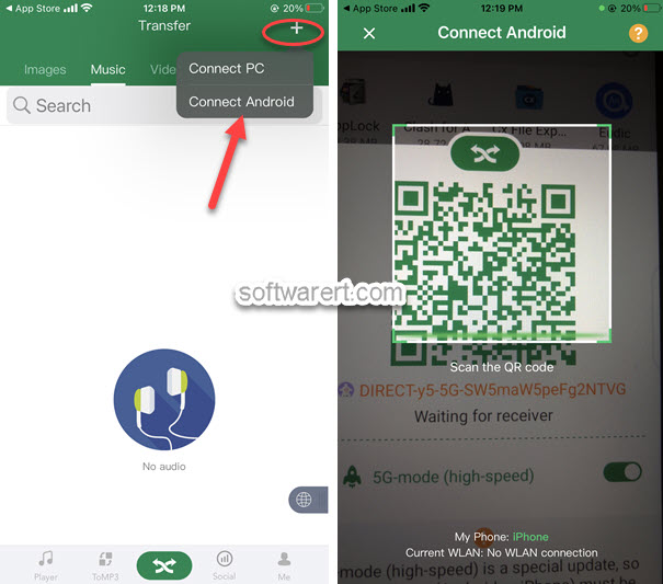 scan and connect iphone to Android via wifi hotspot using Xender app