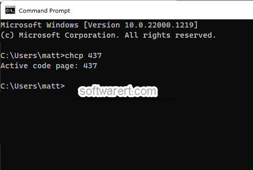 Change Language of Command Prompt to English using CHCP 437