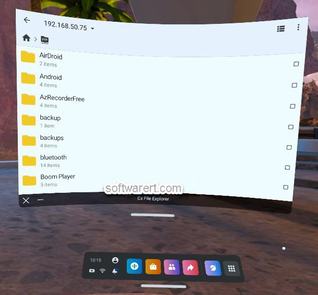Use CX file explorer on Oculus Quest to access all files and folders saved on the Android phone
