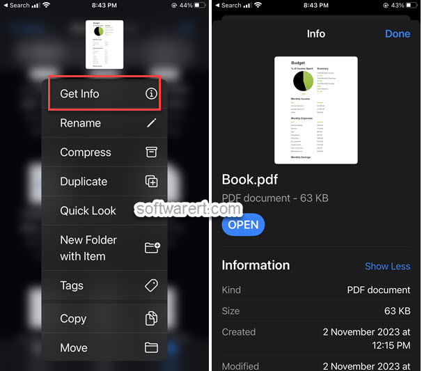 View file information & extension in Files app on iPhone