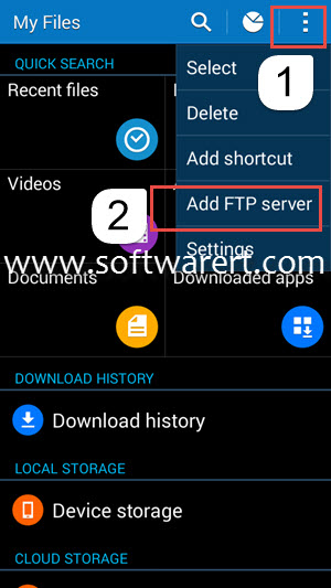 add ftp server in my files on samsung mobile phone