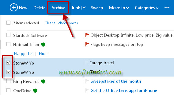 archive emails in hotmail account
