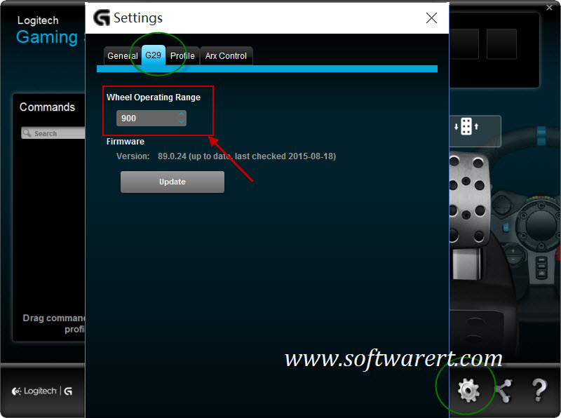 change g29 wheel operating range in logitech gaming software