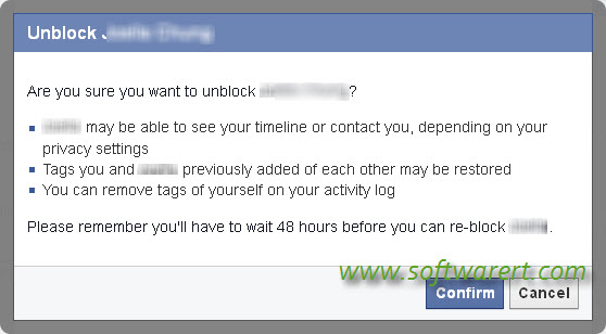 confirm to unblock people in facebook