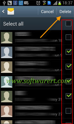 delete multiple messages threads or conversations on samsung mobile phone