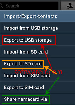 export and share contacts on android phone