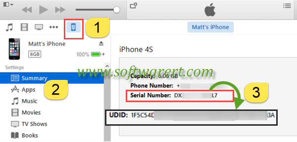 find and view iphone UDID in itunes