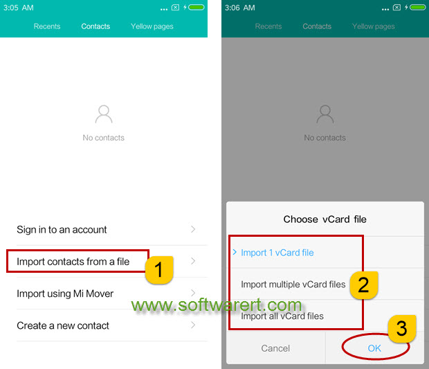 import contacts from vcard files to xiaomi redmi phones