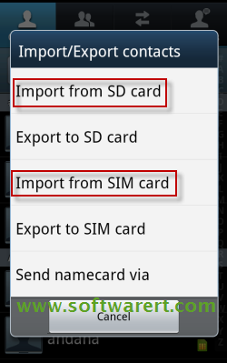 transfer contacts from sim card or sd card to phone on android