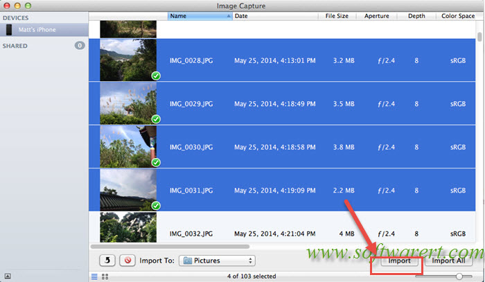 import multiple photos videos from iphone to mac via image capture