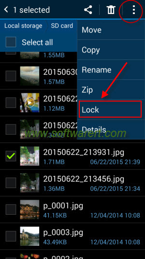 lock files folder on samsung mobile