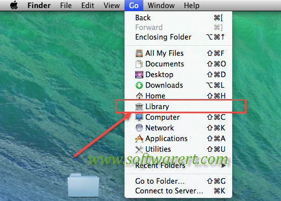 access user Library folder from Go menu in Finder on Mac