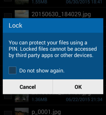 protect lock files on samsun phone confirmation