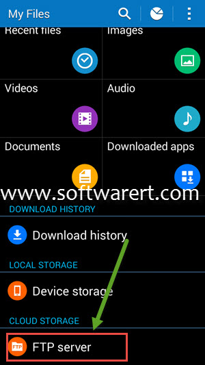 connect to ftp server from my files cloud storage on samsung mobile phone