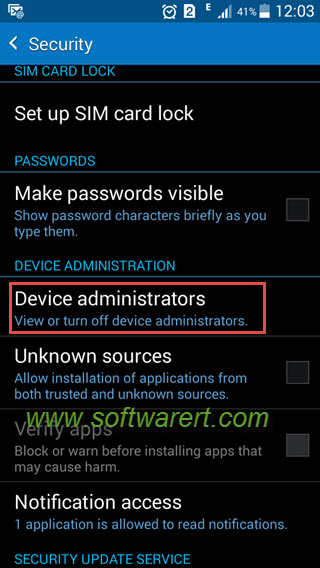 samsung phone settings security device administrators