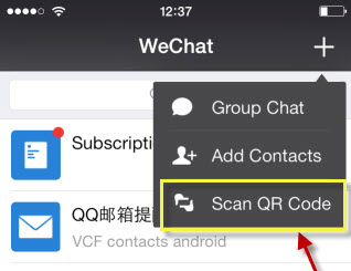 scan qr code in wechat for iphone