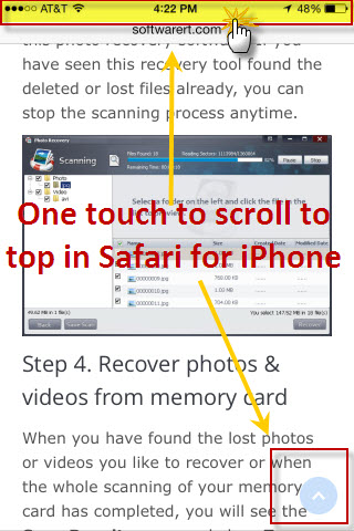 scroll to top in safari for iphone
