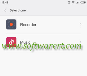 select tone voice recorder or music player on xiaomi redmi