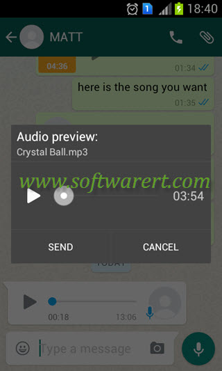 send music through whatsapp from android phone