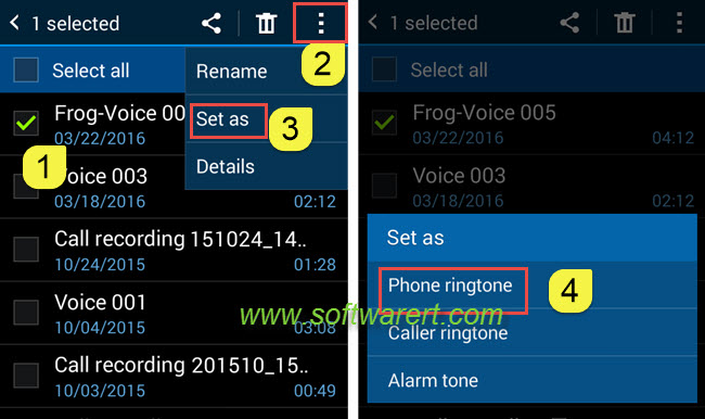 Set a voice recording as ringtone on Samsung phone