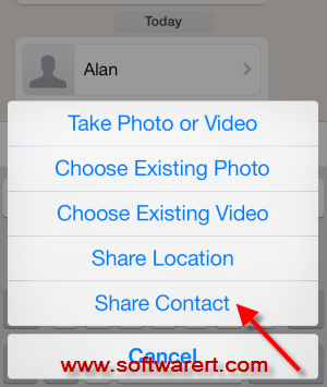 share contacts through whatsapp on iphone