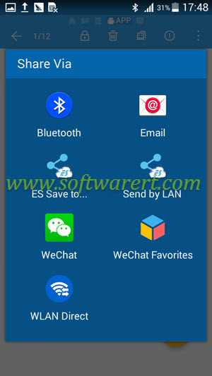 share files via bluetooth from es file manager on android phone