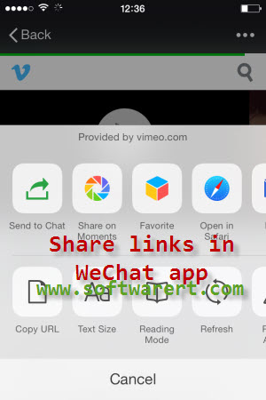 send and share links in wechat on iphone