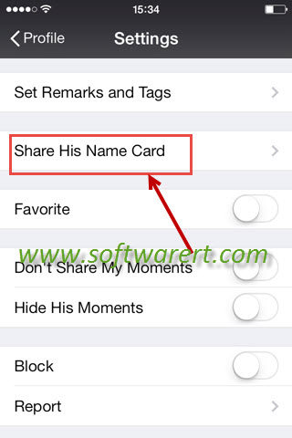 share name card in wechat on iphone