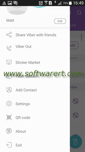 viber more menu on android phone