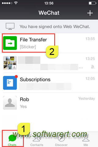 wechat file transfer chats on iphone