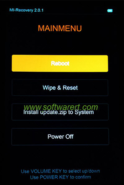 xiaomi & redmi phone recovery mode main menu